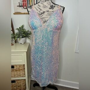 Fashion Nova Keep Your Shine Blush Pink Sequin Lined Dress